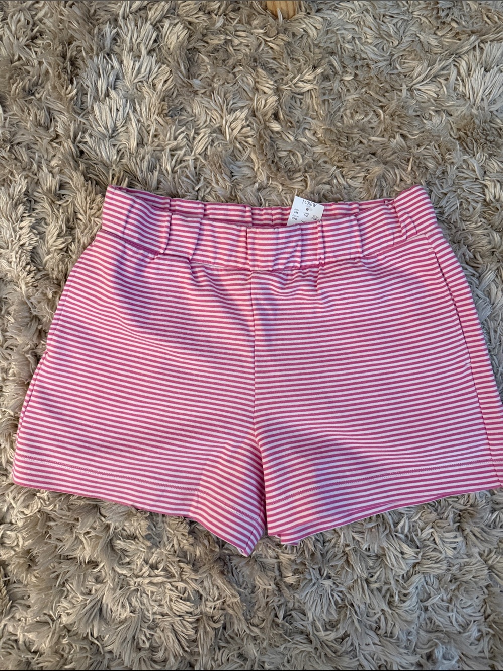 JCrew Pink Striped French Terry Short NWT
